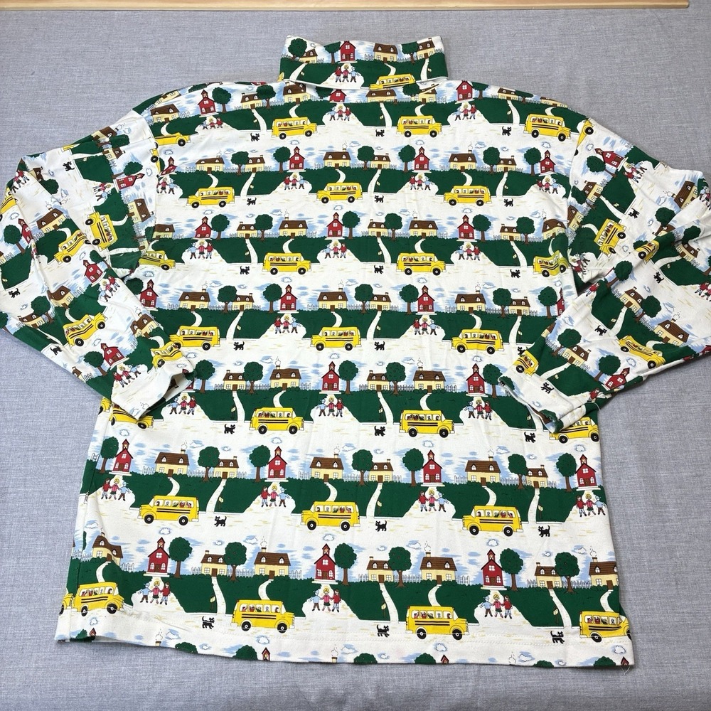 Vintage PBJ Sport Turtleneck Shirt Women's XL School Bus Teacher 100% Cotton
